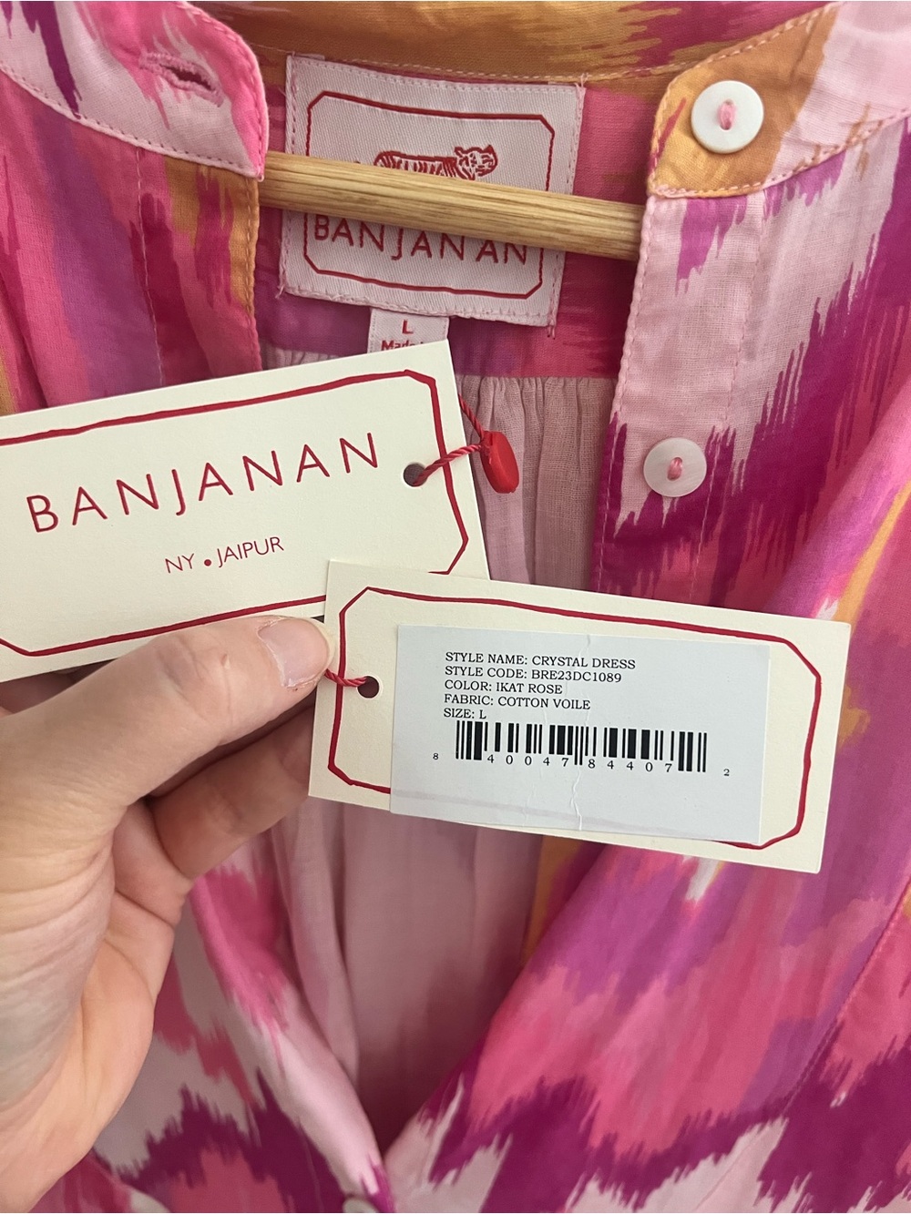 Banjanan Pink and Gold Ikat Button-Front Maxi Dress - Picture 4 of 8